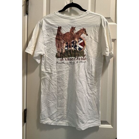 DIXIE GIRLS Outfitters ® Southern Born & Bred - White - Small T Shirt - Picture 2 of 5